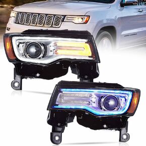 VLAND LED Headlight Fit for 2014-2022 Jeep Grand Cherokee, Running Lights with Startup Animation(Optional), Clear