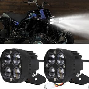 2 × مجموعة مصابيح أمامية للرأس من أجل YAMAHA BANSHEE ATV Lights 3500LM 6000K ثنائي اللون للشعاع العالي المنخفض مع حوامل تثبيت المصباح الأمامي (1987-2001 Plug-N-Play)