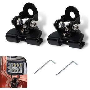 2 PCS Car Hood LED Work Light Bracket, 2.17" x 1.3" Rubber Safety Buffer Stainless Steel Bracket Column, Adjustable LED Spotlight Non-Destructive Mounting Base Mounting, Car Universal (Black)