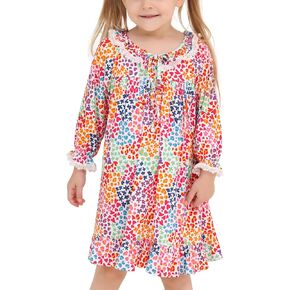Toddler Girl Long Sleeve Dress-Viscose Made from Bamboo, Ruffle Casual Dresses Kids Fall Winter Clothes 2-5T