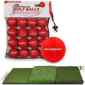 PowerNet Ultimate Chipping Bundle | Includes 3 Piece Golf Chipping Nets 16 Pack Practice Foam Golf Balls & Tri-Turf Grass Mat | Lightweight Durable Material | Indoor & Outdoor | for All Skill Levels in Kuwait