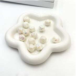 Flower Jewelry Dish for Women, Ceramic Jewelry Tray Dish, Small Engagement Ring Dish Holder, Nightstand Decor Trinket Tray Jewelry Holder Dish, Jewelry Plate for Rings, Key Dish Gift 5.90″