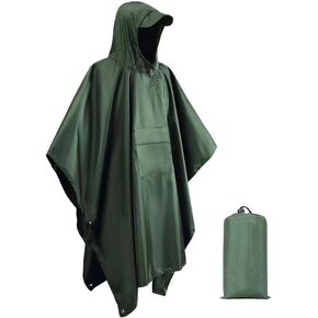 Hooded Rain Poncho for Adults with Pocket, Waterproof Lightweight Raincoat for Hiking Camping Emergency