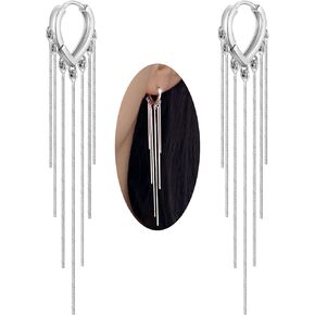 Sterling Silver Women's Tassel Earrings Gold 925 Silver Chandelier Threading Long Gold Dangle Earrings