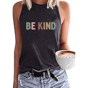 قميص بدون أكمام للنساء من Be Kind للنساء، قميص صيفي مطبوع عليه حروف ملهمة مضحكة، ملابس علوية فضفاضة بدون أكمام
