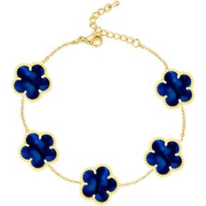 18K Gold Plated Clover Bracelet |Adjustable Bracelets| Lucky Flower Cute Link Bracelets Jewelry Gifts for Women in Saudi Arabia