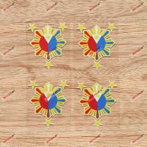 Eight-ray Sun Stars Philippines Flag Filipino Vinyl Decal Sticker - 4 Pack Reflective, 2 Inches - for Car Boat Laptop Cup Phone