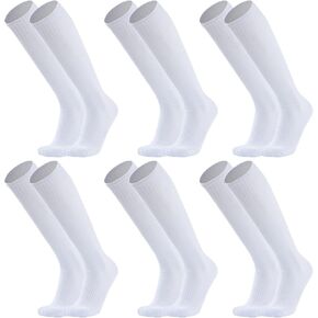 6 Pairs Mens Soccer Socks Stretchy Knee High Tube Socks Colorful Football Athletic Team Socks for Men