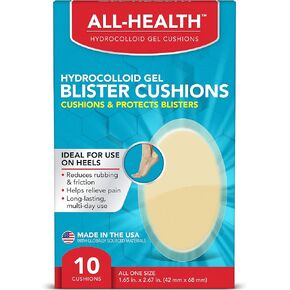 All Health Extreme Hydrocolloid Gel Blister Cushion Bandages, Heel, 1.65 in x 2.67 in, 10 ct | Long Lasting Protection Against Rubbing and Friction for Blisters in Kuwait