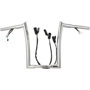MoKitDora Road King Classic CAN-Bus TBW and Heated Grip wires 3-in-One Prewired 14" Rise Ape Hangers Meathook Handlebar 1-1/4" Fat 1" Clamp Z Bars for Harley 2008-2013 FLHRC, Chrome