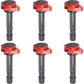 ENA Set of 6 Red Ignition Coil Pack 2008 2009 2010 2012 2013 2014 2015 2016 Compatible with Acura Honda Odyssey Pilot Ridgeline Acura RDX RL TL MDX ZDX 3.5 3.7 Coils for UF624 30520RN0A01 C1665