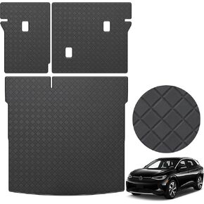 Trunk Mat & Backrest Mat for 2021-2024 Volkswagen VW ID.4- Custom Fit PU Leather Cargo Liner and Rear Backrest Protector - All Weather Cargo Mats for Volkswagen ID4 2021 2022 2023 2024