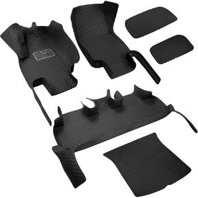 FREESOO for Tesla Model Y Floor Mats - All Weather Leather Custom Fit Floor Mats for Tesla Model Y 2024 2023 2022 2021 with Trunk Mats Cargo Liners - Black