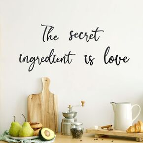 The Secret Ingredient is Love Sign Black Metal Wall Decor Kitchen Signs Kitchen Wall Decorations for Kitchen Idea Lovely Gift, Black, 39 x 5.6 in