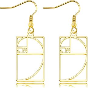 WKXZMTR Mathematics Jewelry Geometic Necklaces Earrings Fibonacci Sequence Ratio Earrings Teachers Gifts
