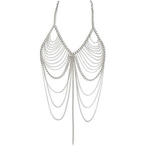 Sexy tassel body chain bra chain gold body jewelry bikini chain beach shoulder chain accessories carnival nightclub party gift (golden-3666)