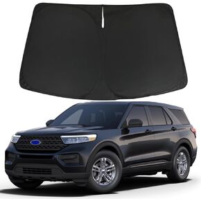 Windshield Sun Shade for Ford Explorer 2020 2021 2022 2023 Foldable Front Window Sunshade Screen Blocks UV Rays, Protector Cover Keeps The Vehicle Cooler