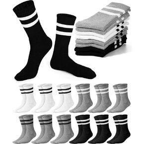 Eurzom 20 Pairs Men's Striped Crew Socks Retro Stripe Casual Socks Breathable Vintage Socks Sports Running Calf Socks for Men