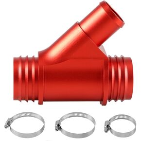 CNC Coolant Y-Pipe Weldless Aluminum Coolant Hose Connector with 3 Hose Clamps Compatible With Dodge RAM 2013-2015 6.7L Cummins Dual Radiator