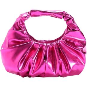 Verdusa Women's Metallic Ruched Bags PU Leather Evening Clutch Handbags