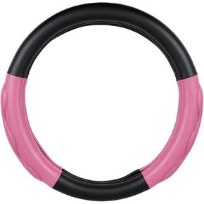 GG Grand General 54081 18 inches Deluxe Plus Steering Wheel Cover Full Black with Pink Comfort Pad