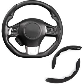 MEWANT Lake Blue Matte PU Carbon Fiber Steering Wheel Cover Anti-Skid Segmented Protector Steering Wheel Cover