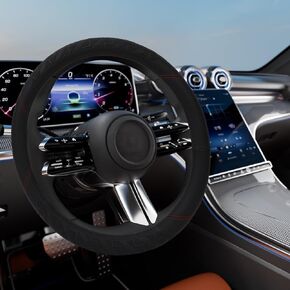 Car Steering Wheel Cover - Universal Automotive Accessory for All Cars, Durable Leather Cover with Non-Slip Lining, Fits Steering Wheels 14.5“-15" Diameter