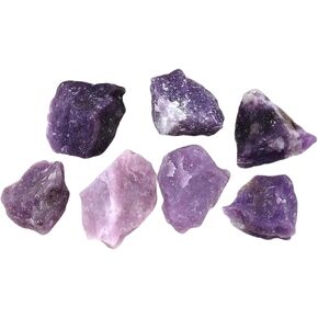 3 pcs Natural Raw Rose Quartz Stones with Carry-On Crafted Fabric Bag and for Wicca, Reiki & Crystal Healing (Amethyst)
