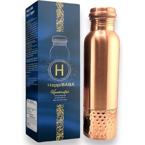 Premium Ayurvedic Handcrafted Plain Wide-Mouth Copper Water Bottle – Leak-Proof Cap, 100% Pure Copper, Eco-Friendly Design for Optimal Hydration. (Plain 32 Oz.)