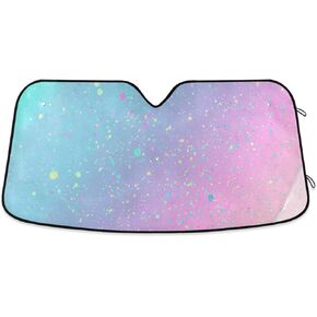 Unicorn Background with Rainbow Car Windshield Sunshade Foldable Blocks Sun Visor Protector Keep Cool for Car Truck SUV