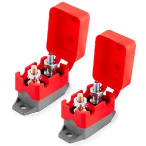 2 Pack 50A Automatic Reset Circuit Breaker Circuit Breaker with Cover Stud Bolt for Automotive and More