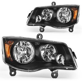 DWVO Headlight Assembly Compatible with 2001-2007 Dodge Caravan / 01-03 Chrysler Voyager / 01-04 Chrysler Town and Country / 05-07 Town & Country (Fits Base Model ONLY)