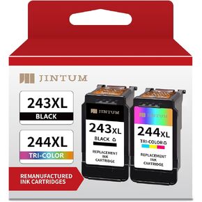 استبدال خرطوشة الحبر المعاد تصنيعها من JINTUM لخراطيش الحبر Canon 243 244 243XL 244XL لخراطيش الحبر MG2522 MG2500 MG2520 MX490 MX492 TR4520 TR4522 TS3322 TS3122 TS3100 (1 أسود، 1 ثلاثي الألوان) in Saudi Arabia