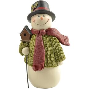 4.25'' Christmas Snowman Statue - Snowman with Bird House - Fun Winter and Christmas Decorations -Cute Snowman Statue