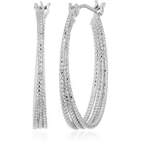 Nine West "Heavy Metal Earrings" Silver-Tone Medium Hoop Earrings