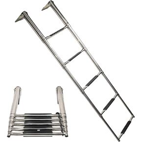 MARINE CITY Stainless Steel Sleek Compact Durable and Sturdy 6-Step Telescoping Swim Ladder Easy Install for Boats – Marines – RVs – Ships (Pack of 1)