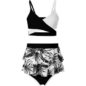 blibean Girls Swimsuit 3 Piece Bikini Sets with Chest Pad Size 6-15 Years