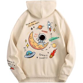SweatyRocks Men's Hoodies Letter Graphic Print Long Sleeve Hooded Pullover Sweatshirts with Pocket