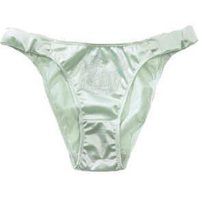 Women's Satin Panties Sexy Cheeky Underwear for Women Diamond Swan Pattern String Bikini Briefs Thong S-XXL