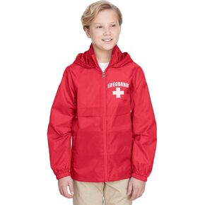 LIFEGUARD Officially Licensed Boys Girls Youth Kids Water Resistant Rain Jacket with Zipper and Hood