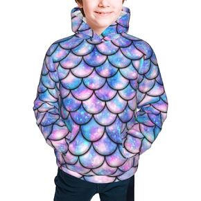 Icomon Youth Boys Girls 3d Long Sleeve Pullover Hoodies Howling Moon Wolf Hooded Seatshirts Sweaters