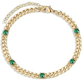 Cuban Chain 5pcs Cubic Zirconia Gold Bracelets for Women 14K Real Gold Plated Sparkle Simulated Diamond Curb Cable Link Infinity Bracelets Trendy Dainty Gold Bracelet for Men Women Friends
