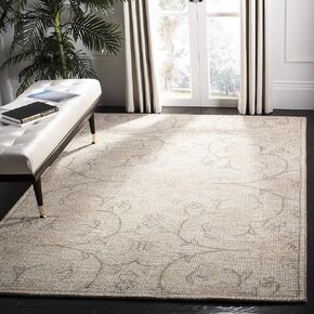 SAFAVIEH Abstract Collection Area Rug - 8' x 10', Light Grey & Ivory, Handmade Wool, Ideal for High Traffic Areas in Living Room, Bedroom (ABT527C)