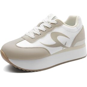 Rihero Women's Fashion Platform Sneakers Casual Lace Up Walking Shoes Comfortable Non Slip Tennis Running Shoes in Kuwait