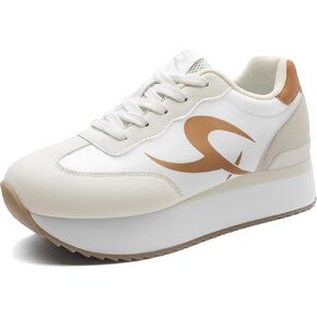Rihero Women's Fashion Platform Sneakers Casual Lace Up Walking Shoes Comfortable Non Slip Tennis Running Shoes