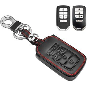 MECHCOS Compatible with Honda Accord Passport CR-V Civic Pilot HR-V Insight Key Fob Cover Case Leather Protector Key Chain Holder