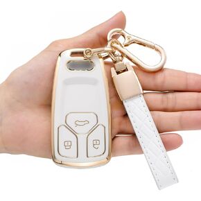 Key Fob Cover for Audi,Soft TPU Key Case Shell Compatible with A4 Q7 Q5 TT A3 A6 SQ5 R8 S5