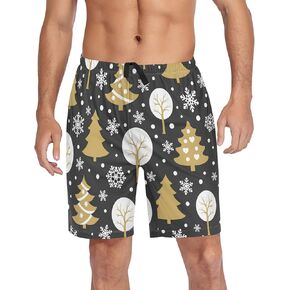 Xmas Tree Pajama Shorts for Men, Men's Pajama Bottoms, Lounge Sleepwear S