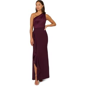 Adrianna Papell Women's One Shoulder Satin Crepe Gown