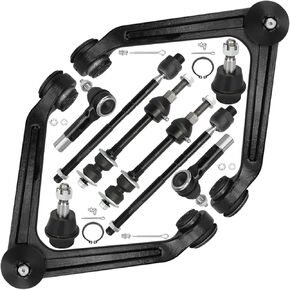 2WD Front Upper Control Arms + Lower Ball Joints Sway Bar Links Tie Rods for Dodge Ram 1500 2002 2003 2004 2005 Upper Control Arms - Excludes Extended Crew Cab - 10pcs Set
